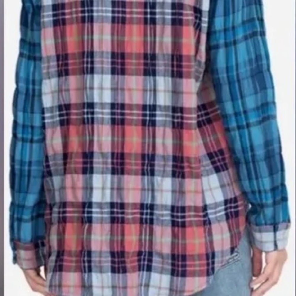 Johnny Was Pink and Blue Plaid Embroidered Eliona snap Button-Up Top - Picture 8 of 16